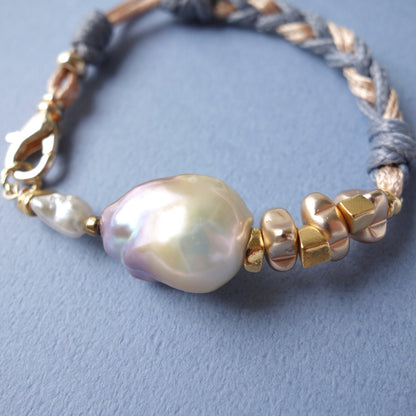 Gray Sand Braided Baroque Pearl Bracelet - 5610 LUNATIC