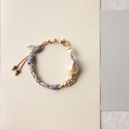 Gray Sand Braided Baroque Pearl Bracelet - 5610 LUNATIC