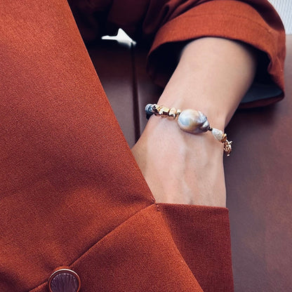 Gray Sand Braided Baroque Pearl Bracelet - 5610 LUNATIC