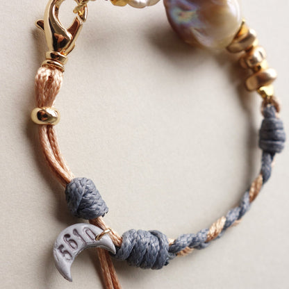 Gray Sand Braided Baroque Pearl Bracelet - 5610 LUNATIC