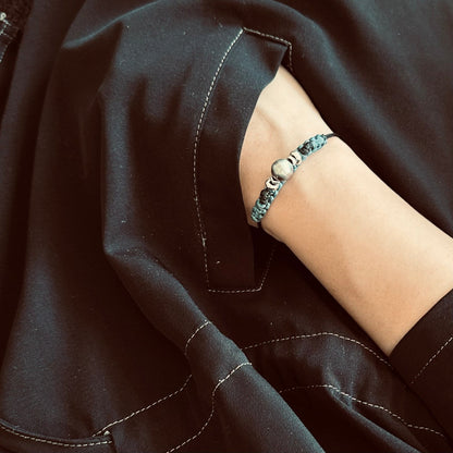 Gray Tahitian Pearl with Black & Blue Twin‑Tone Bracelet - 5610 LUNATIC