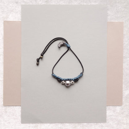 Gray Tahitian Pearl with Black & Blue Twin‑Tone Bracelet - 5610 LUNATIC