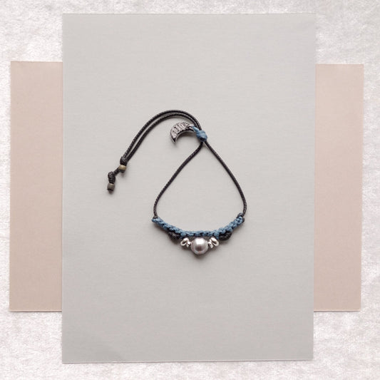 Gray Tahitian Pearl with Black & Blue Twin‑Tone Bracelet - 5610 LUNATIC
