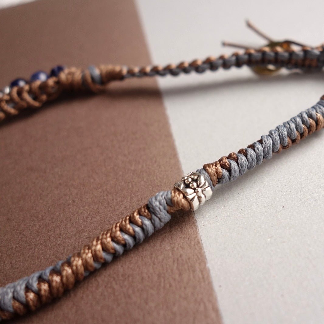 Grey Chalcedony & Lapis Woven Phone Strap - 5610 LUNATIC