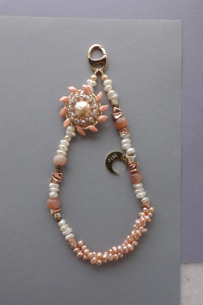 Heliantha Phone Strap with Golden Pearl & Sunstone - 5610 LUNATIC