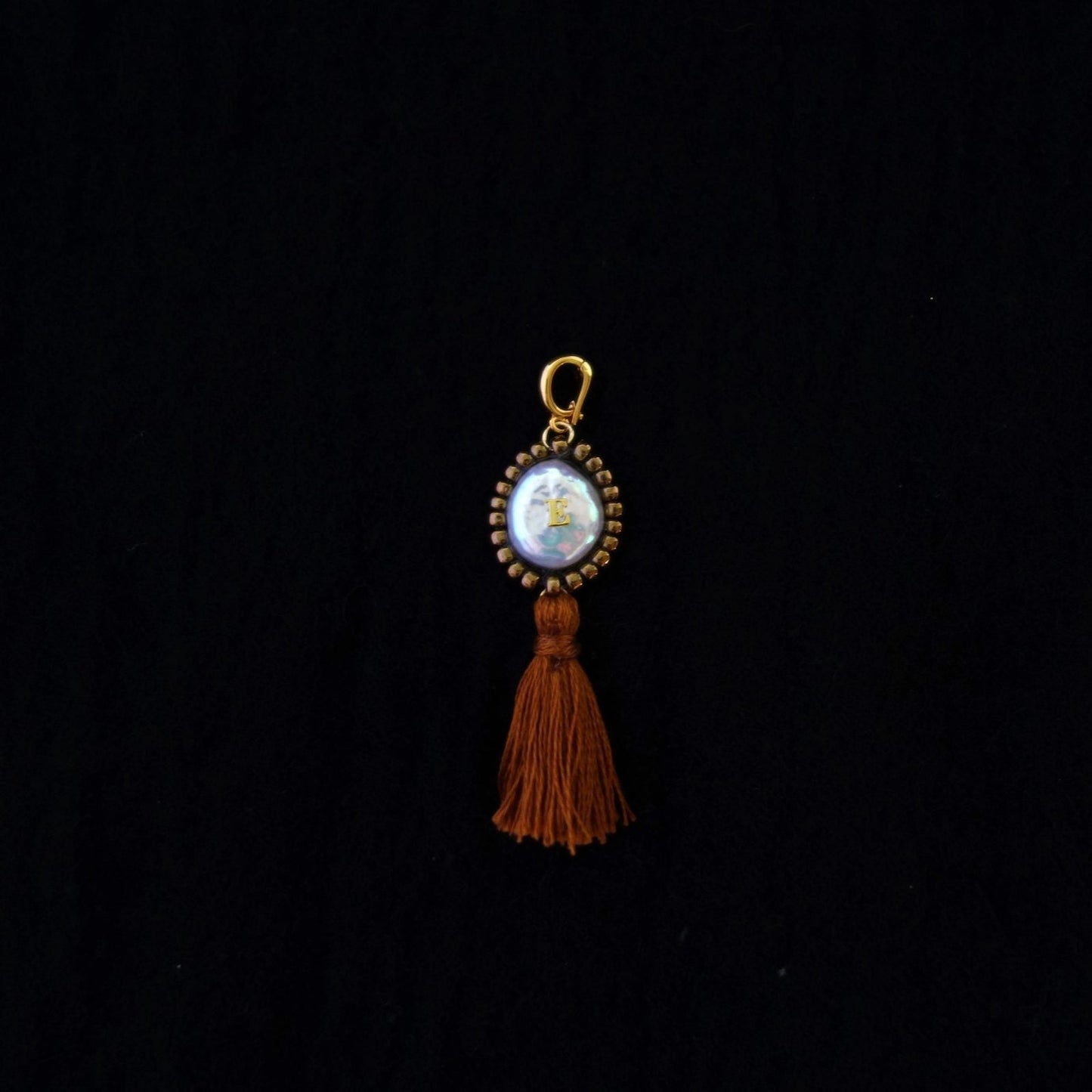Initial Charm with Iridescence Pearl & Soft Tassel - 5610 LUNATIC