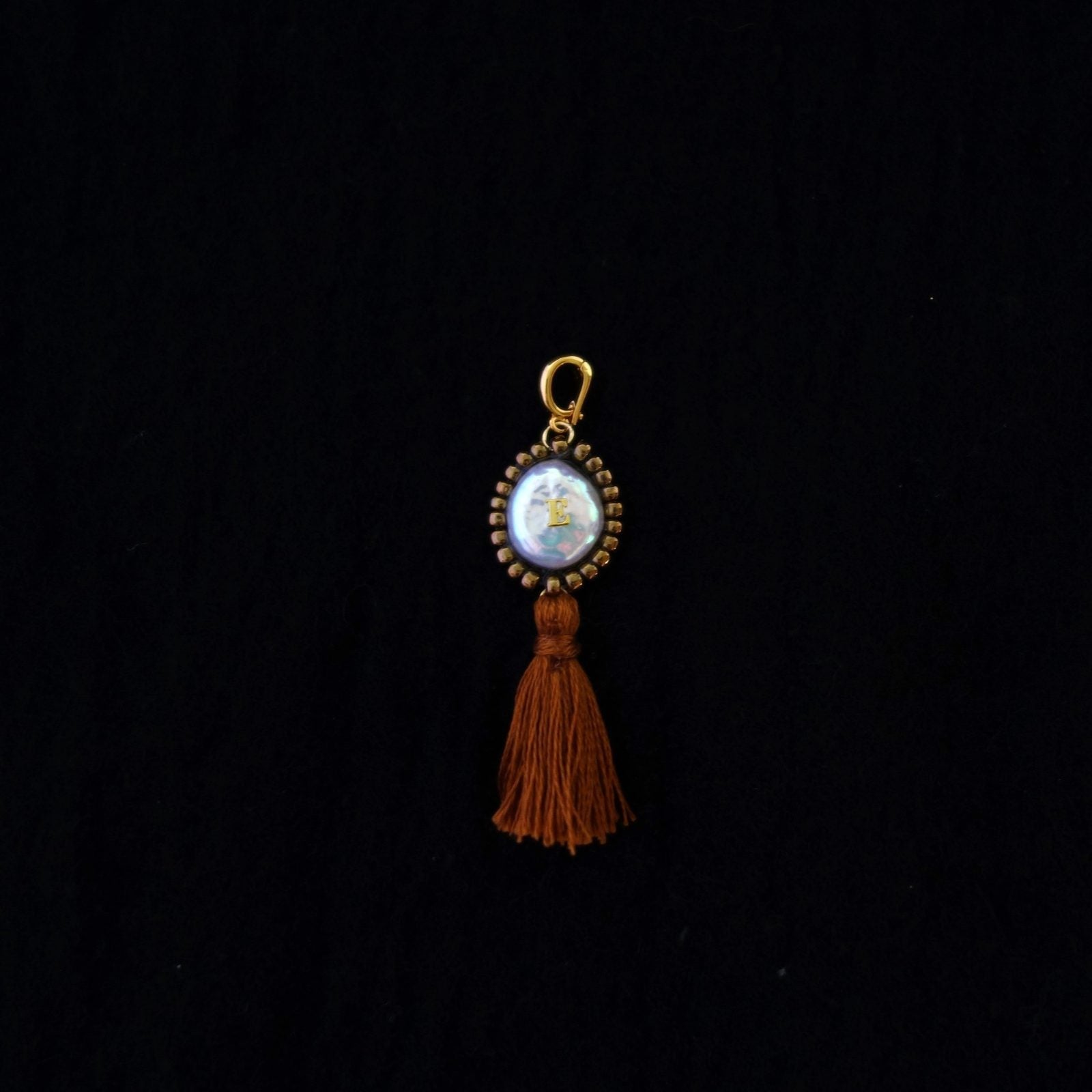 Initial Charm with Iridescence Pearl & Soft Tassel - 5610 LUNATIC