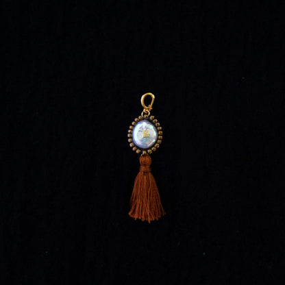 Initial Charm with Iridescence Pearl & Soft Tassel - 5610 LUNATIC