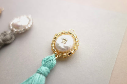 Initial Charm with Iridescence Pearl & Soft Tassel - 5610 LUNATIC