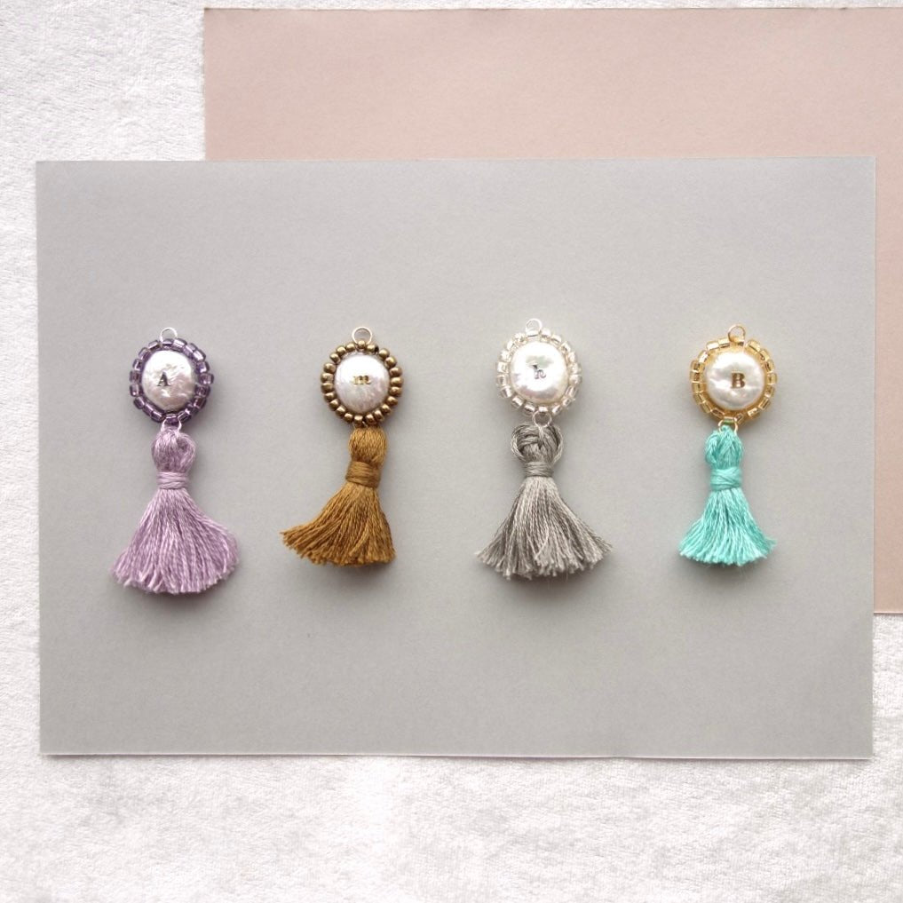 Initial Charm with Iridescence Pearl & Soft Tassel - 5610 LUNATIC