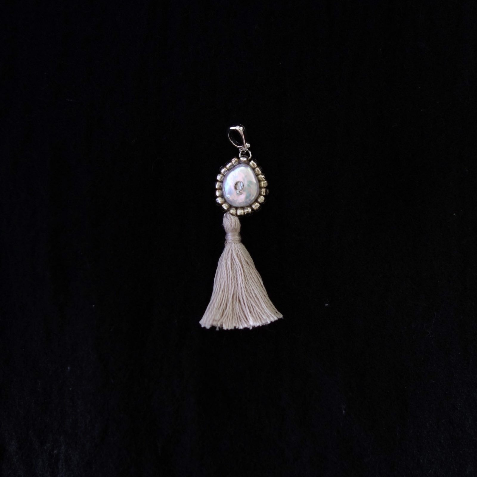 Initial Charm with Iridescence Pearl & Soft Tassel - 5610 LUNATIC