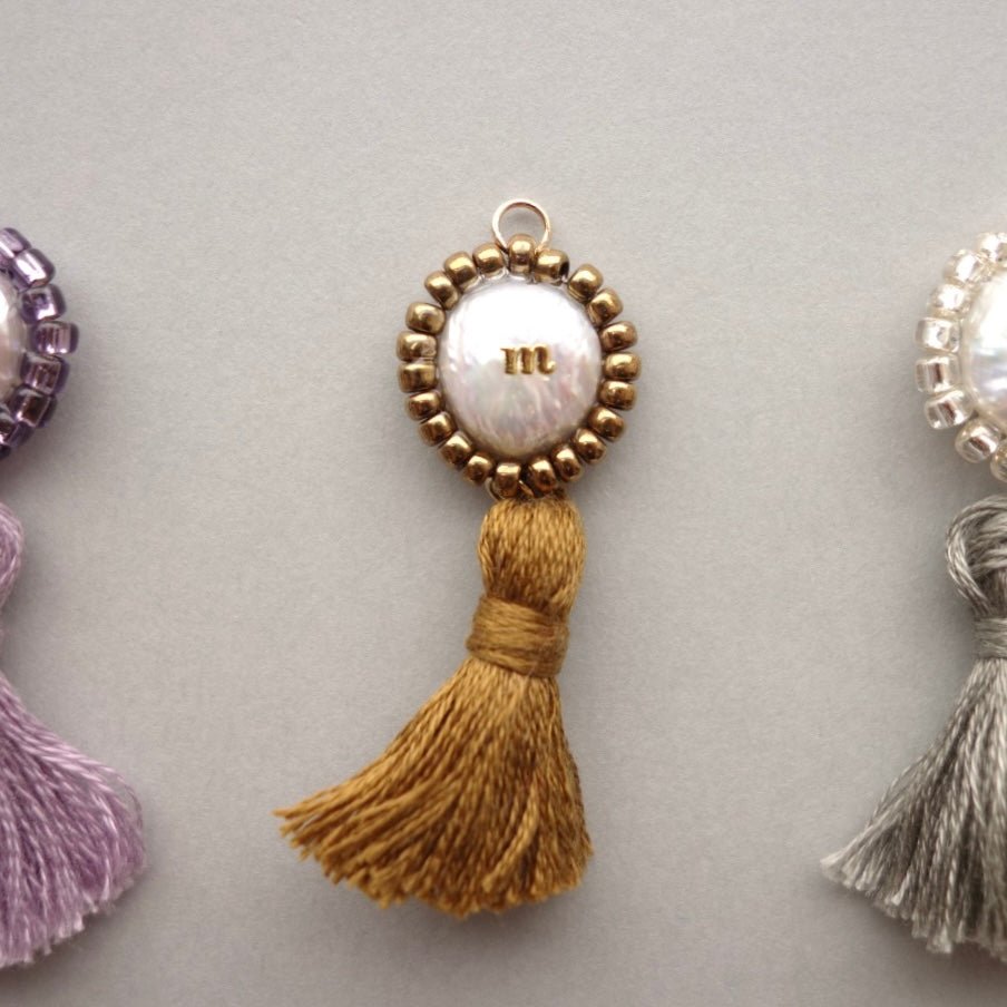 Initial Charm with Iridescence Pearl & Soft Tassel - 5610 LUNATIC