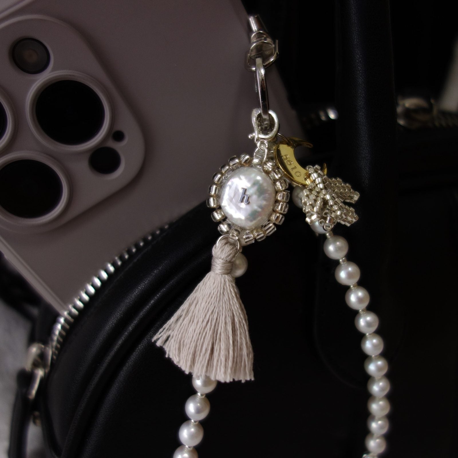 Initial Charm with Iridescence Pearl & Soft Tassel - 5610 LUNATIC