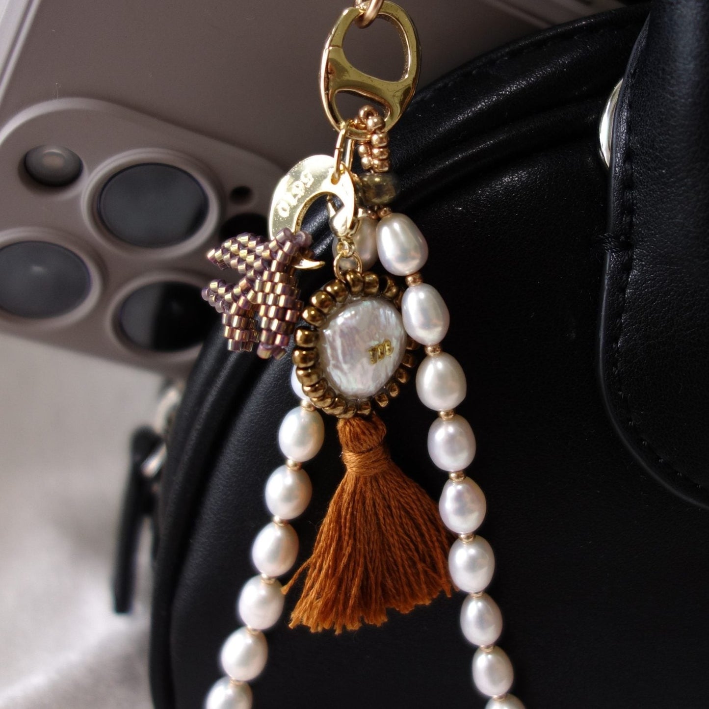 Initial Charm with Iridescence Pearl & Soft Tassel - 5610 LUNATIC