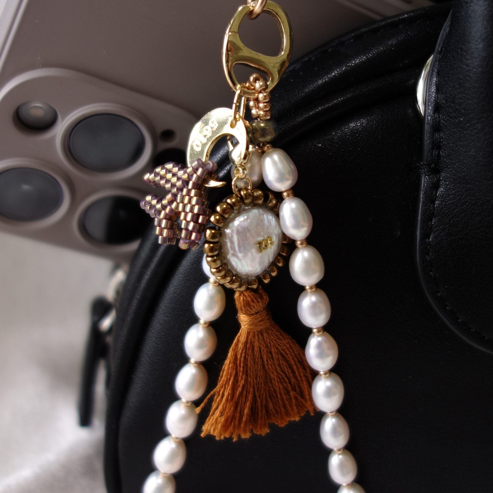Initial Charm with Iridescence Pearl & Soft Tassel - 5610 LUNATIC
