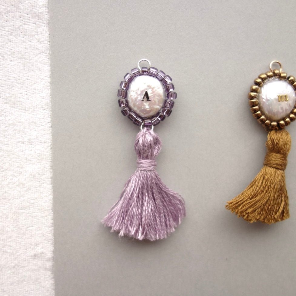 Initial Charm with Iridescence Pearl & Soft Tassel - 5610 LUNATIC