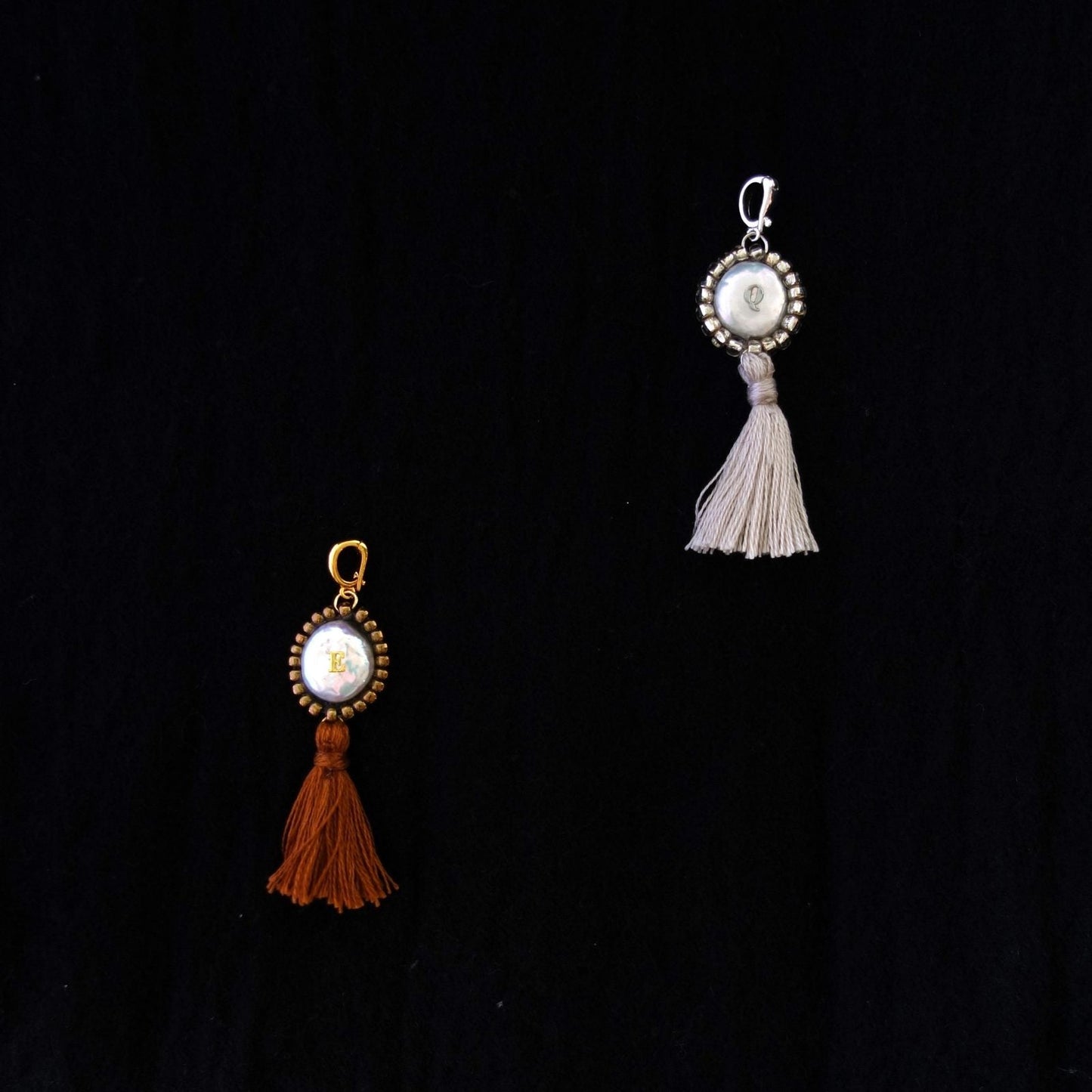 Initial Charm with Iridescence Pearl & Soft Tassel - 5610 LUNATIC