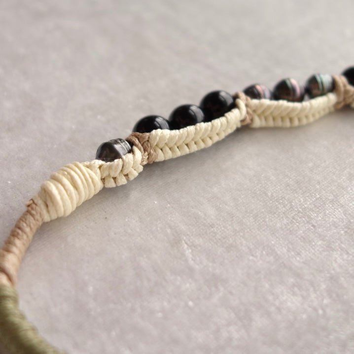 Olive White Phone Strap with Tahitian Pearl & Stones - 5610 LUNATIC