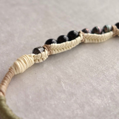 Olive White Phone Strap with Tahitian Pearl & Stones - 5610 LUNATIC