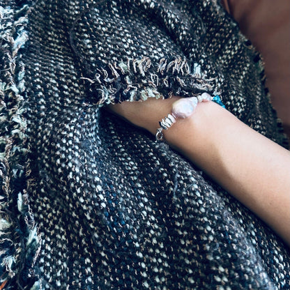 Teal Two Tone Baroque Pearl Bracelet - 5610 LUNATIC